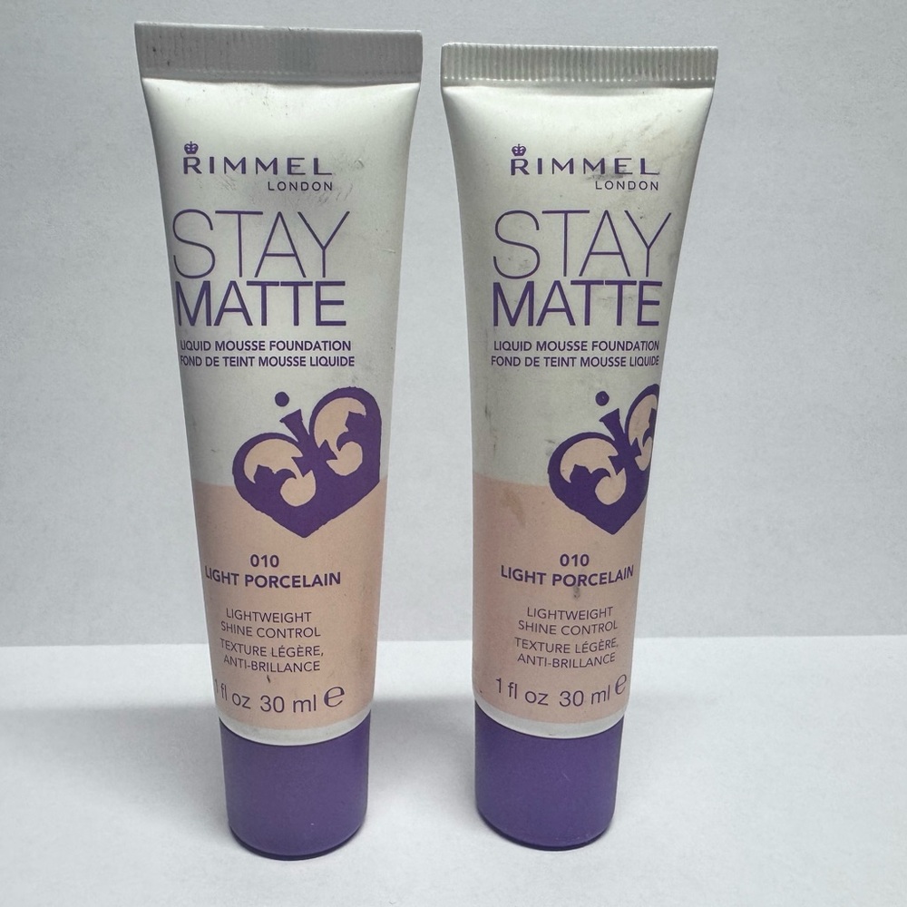 2x Rimmel London STAY MATTE Liquid Mousse #010 LIGHT PORCELAIN Foundation